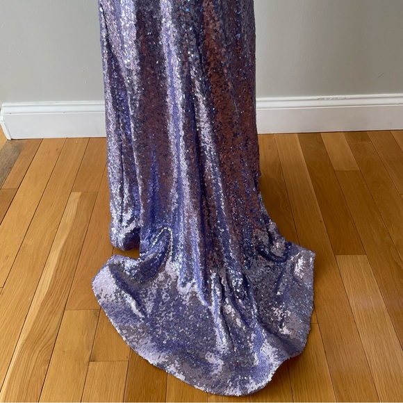 Prom Dress, B. Darlin light purple, long sequin dress with train - Picture 7 of 14